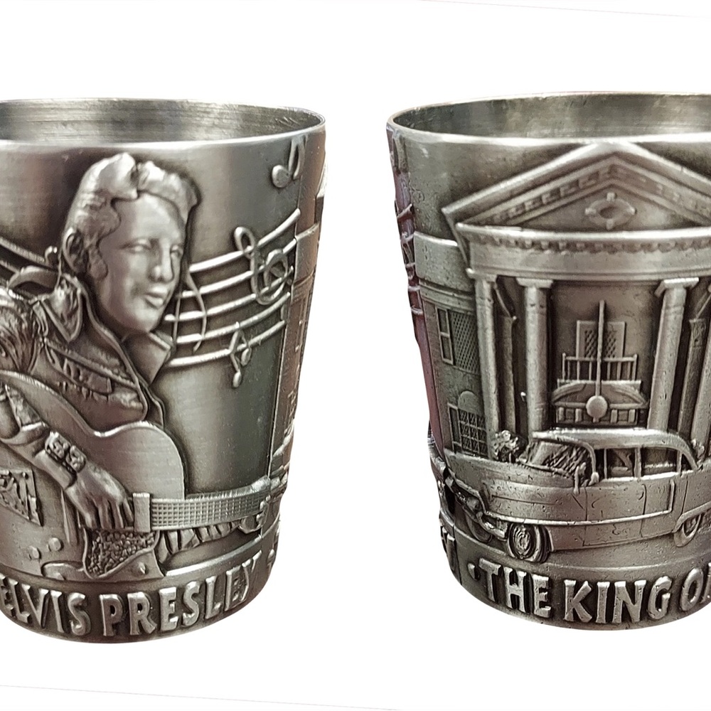 New The King Elvis Presley pewter Shot Glass Graceland Cadillac